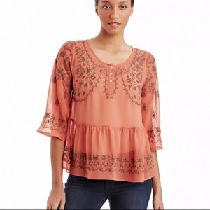 FREE PEOPLE Pennies Sequel Embrdrd Top VGUC XS